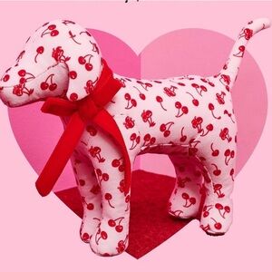 Victoria's Secret Cherry Pattern Plush Dog in Red and White